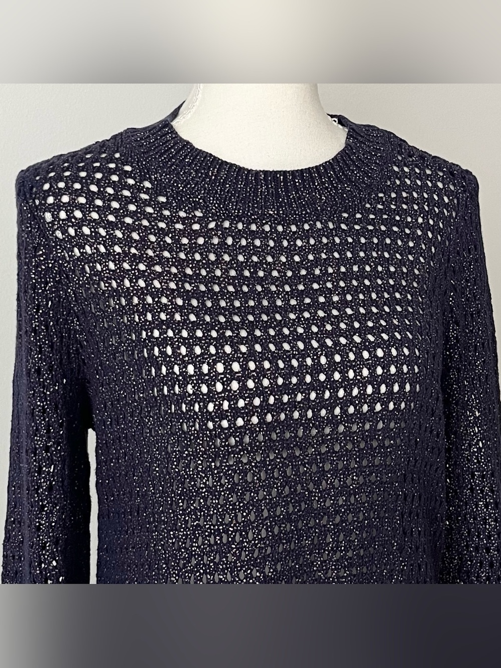 Narciso Rodriguez x Design Nation Women's Crochet Sweater Blue Silver Size M